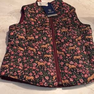 Ariat Kids Reversible Vest with Horse and Floral Print size 12 NWT